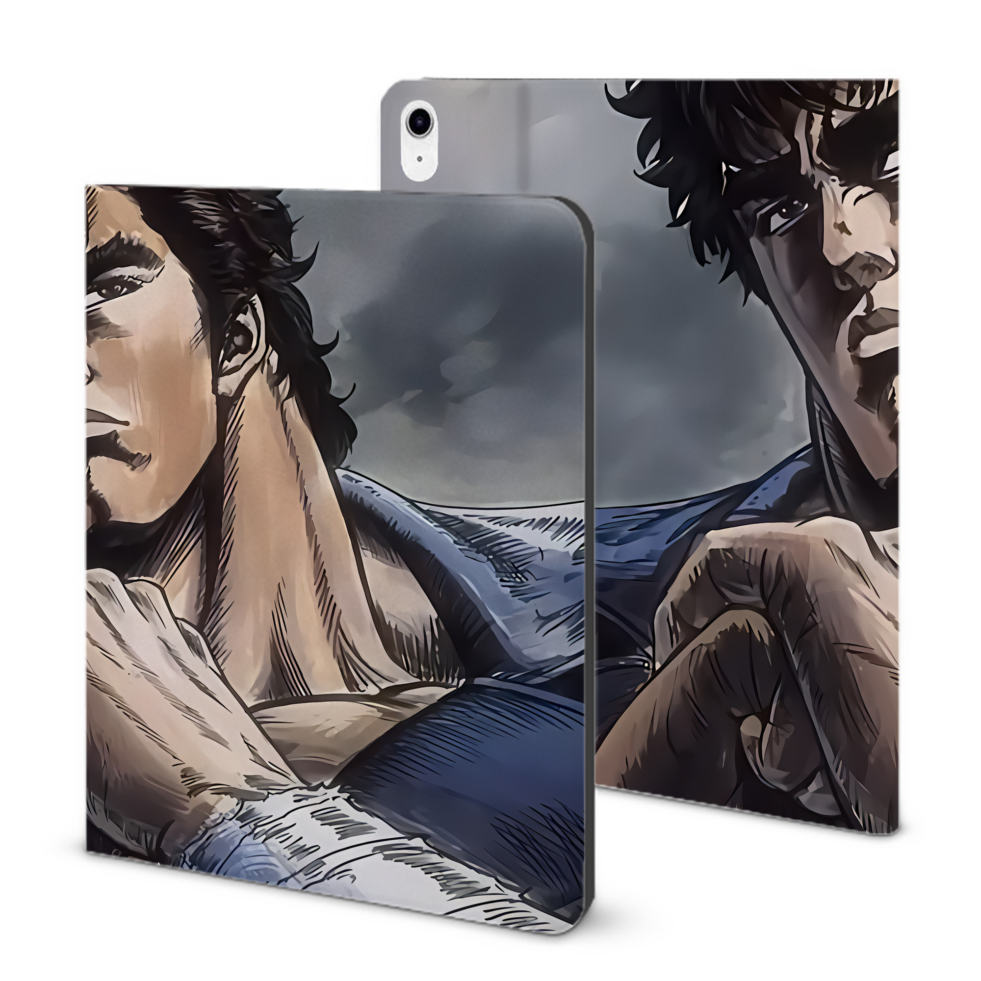 （画像用） 北斗の拳 Fist of the North Star IPad ケース ブック型 PUレザー TPU 耐衝撃 軽量 薄型 ペン収納なし 全面保護 IPad 各モデル対応
